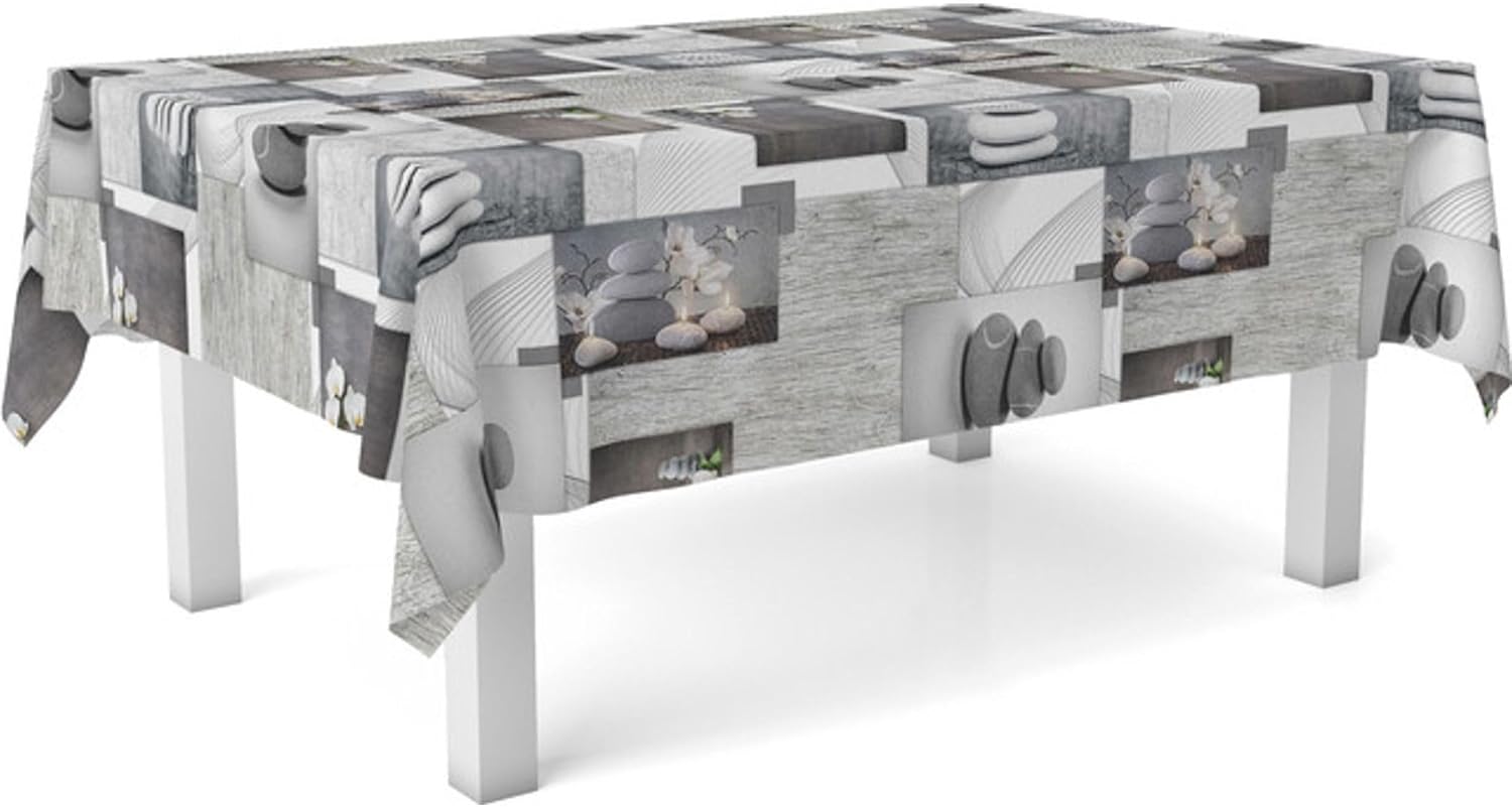 Nappe en toile cirée - rectangulaire 260x140 cm - anti-tache, imperméable, facile d'entretien