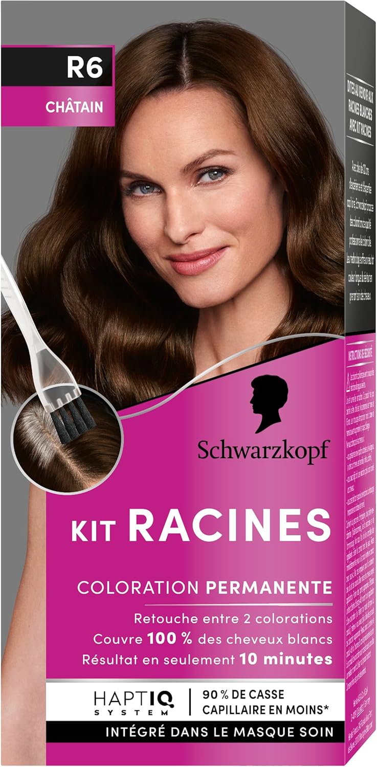 Schwarzkopf - Kit Racines R6 - coloration châtain, huile nourrissante, retouche rapide
