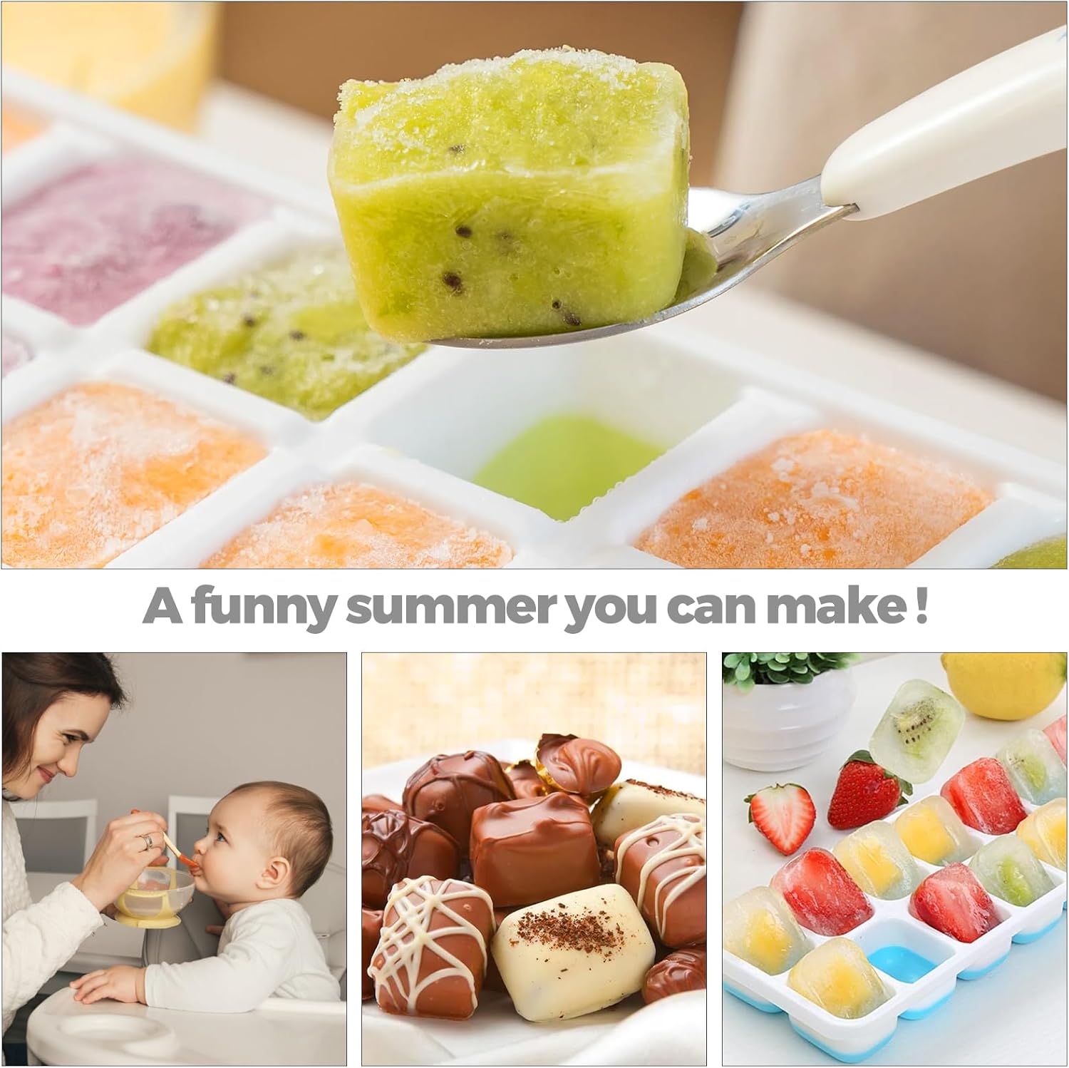 Bacs à glaçons silicone - 4 pièces - 4 couleurs - sans BPA, couvercle, LFGB