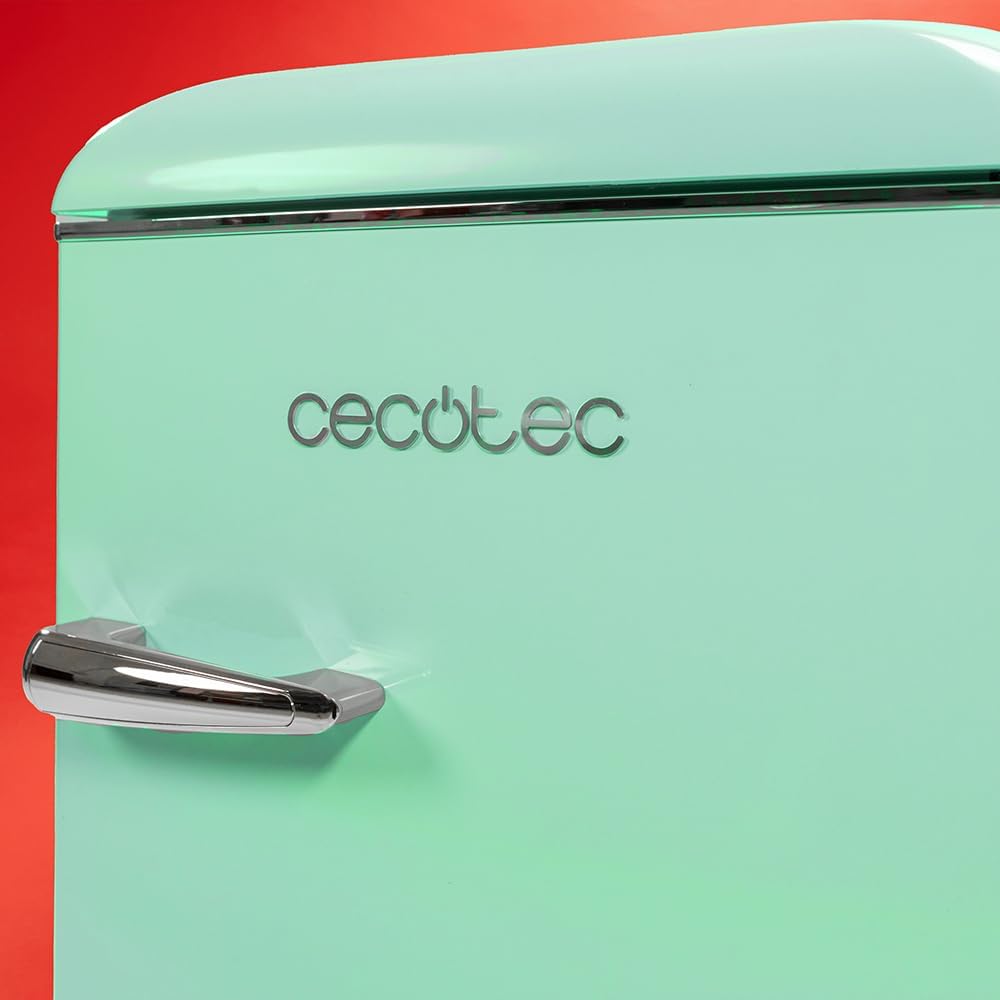 Cecotec - Bolero CoolMarket TT Origin - 110L - mini frigo rétro vert, éclairage LED, poignée chromée, ICEBOX, classe E, 