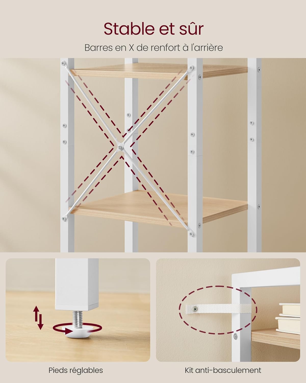 VASAGLE - LLS101N01 - étagère 6 niveaux, 30x40x187,5cm, style industriel