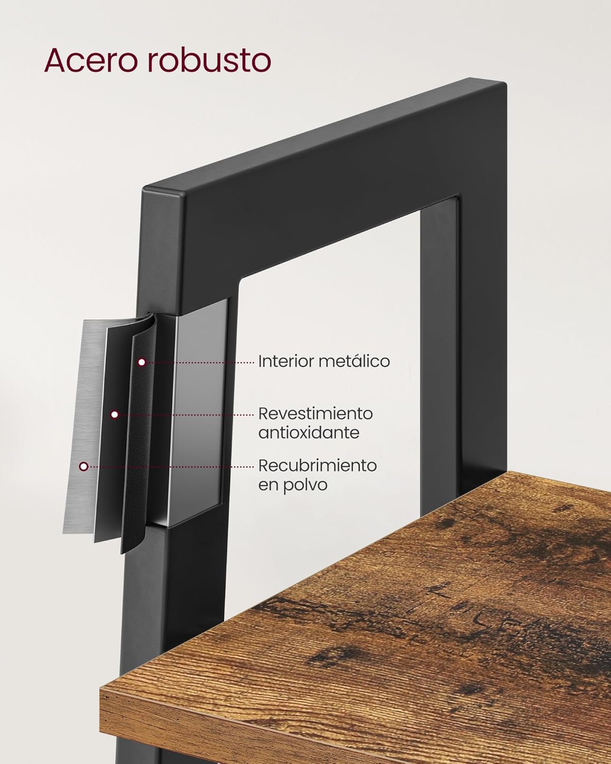 VASAGLE - étagère 4 niveaux - rangement acier marron noir - LLS144B01