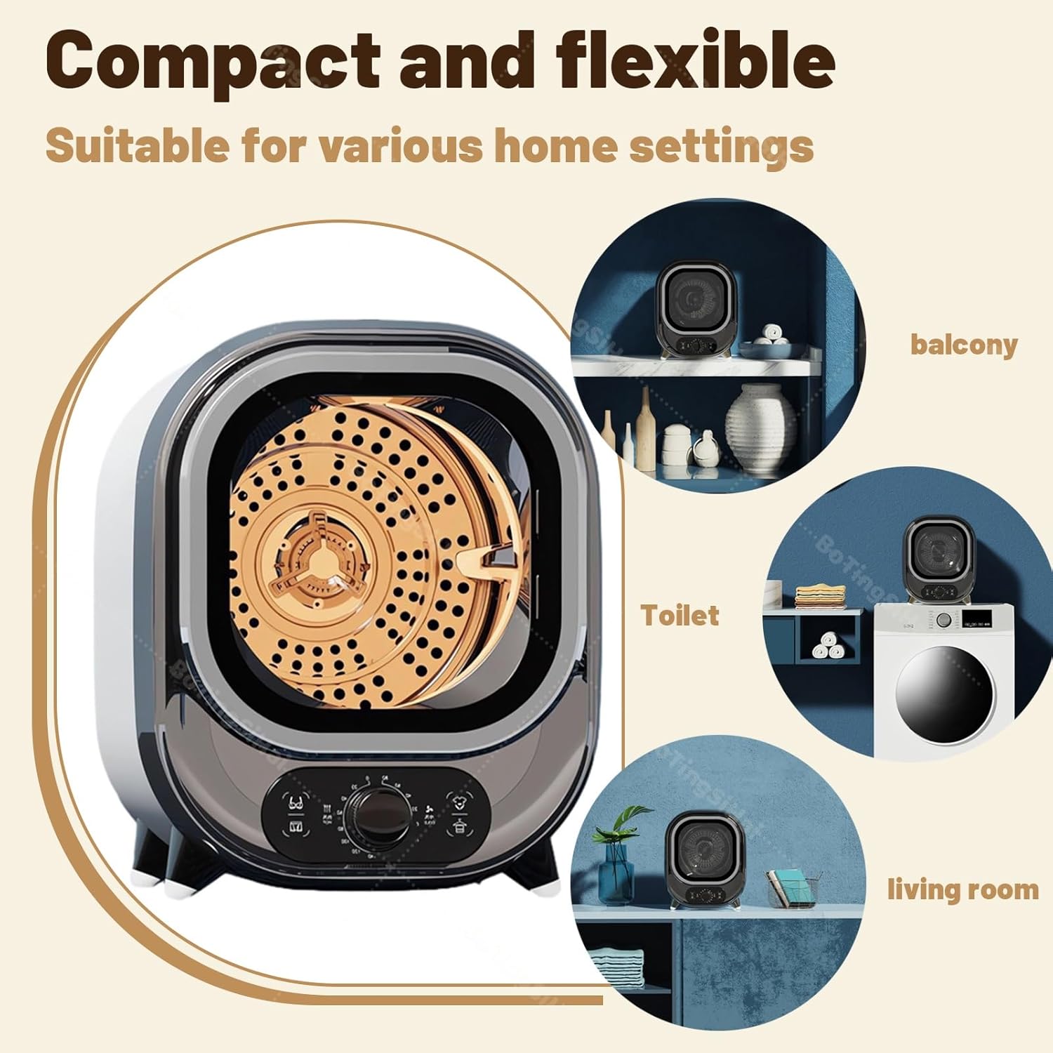 Mini sèche-linge portable - capacité compacte - cuve inox - installation comptoir/murale