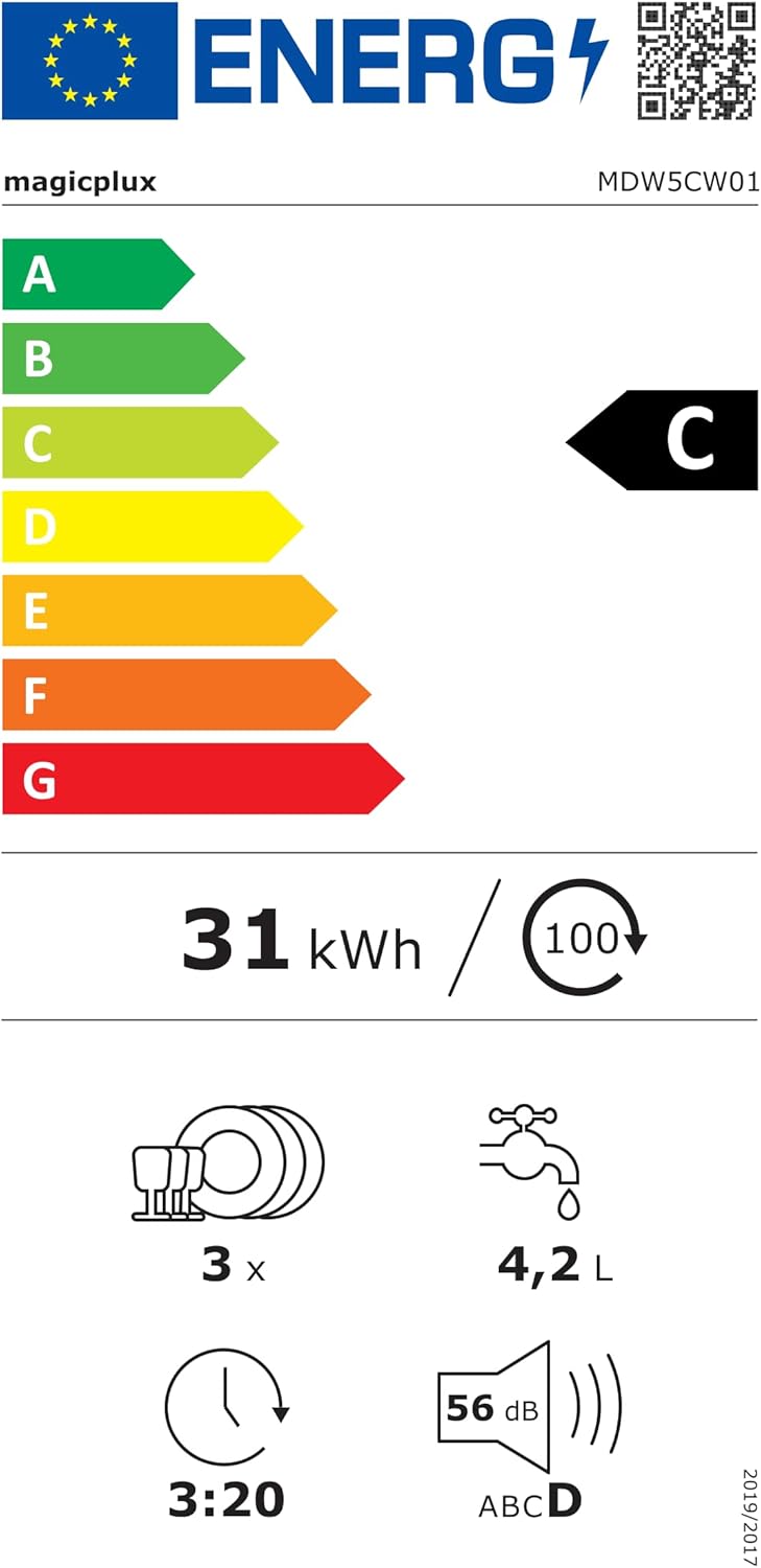 Lave-vaisselle compact de table, 5 couverts, écran couleur, 5L, 5+3 programmes