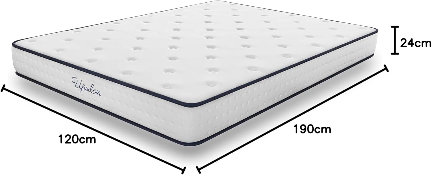 COSMOS - Upsilon - matelas 120x190, mémoire de forme, latex, 24cm, soutien mi-ferme, 7 zones, réversible