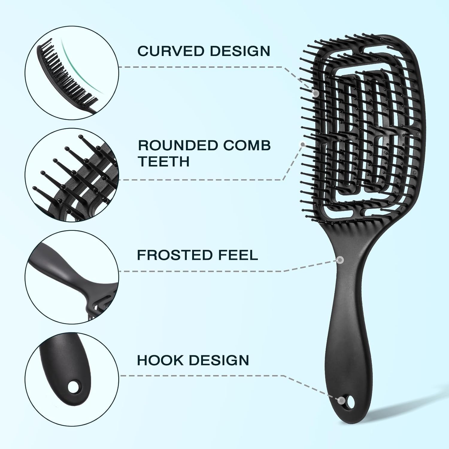 Brencco - Brosse démêlante magique, anti-casse, tout type de cheveux