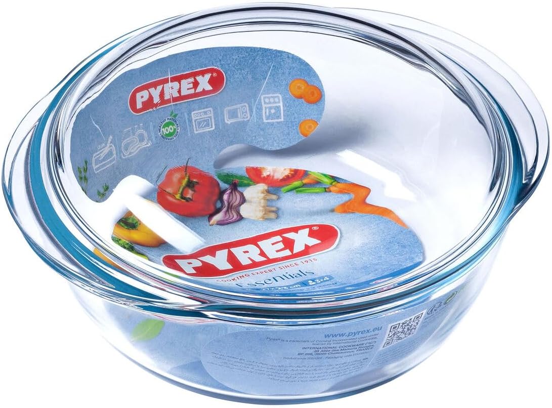 Pyrex - cocotte ronde Classic - 3,2L - verre résistant four/micro-ondes