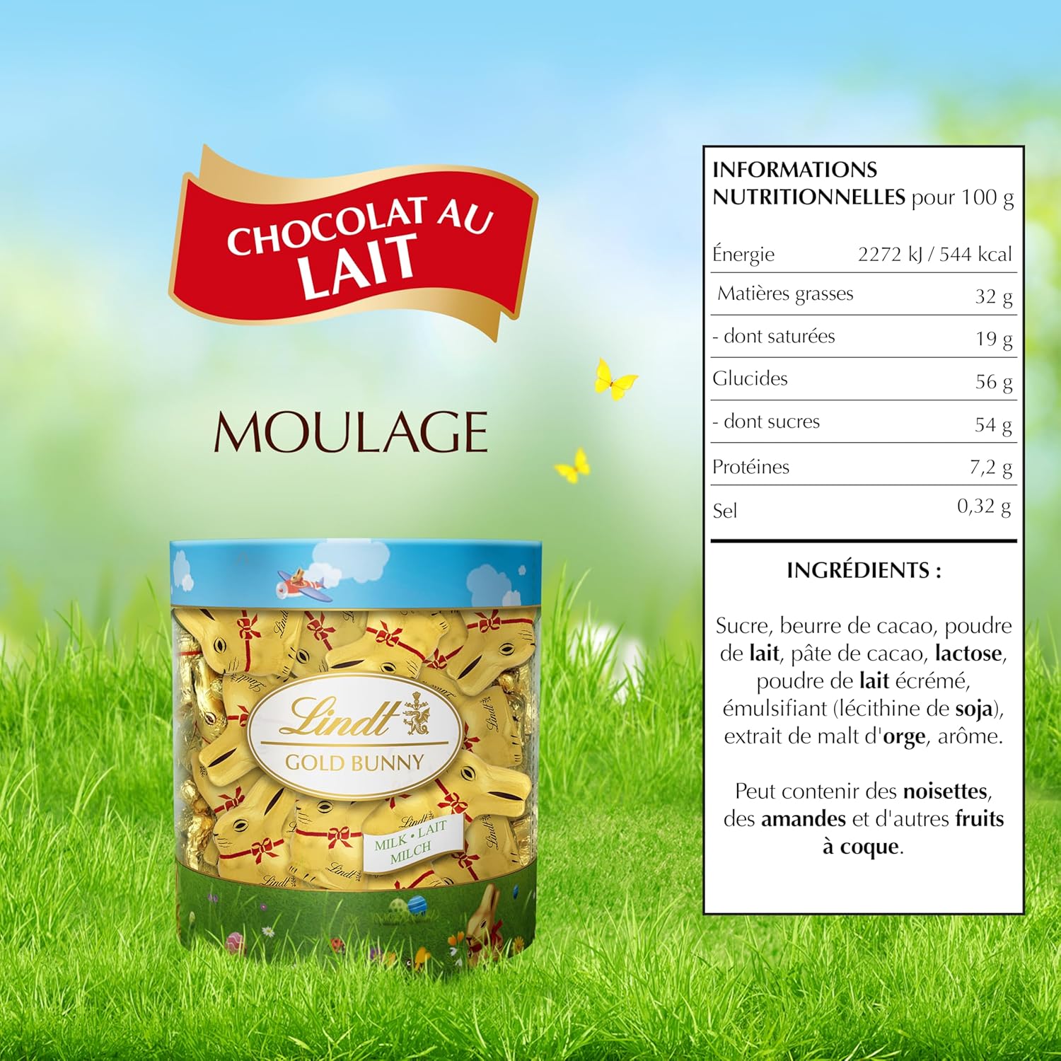 Lindt - Mini moulages Lapin Or - 700g - Chocolat au lait, spécial Pâques