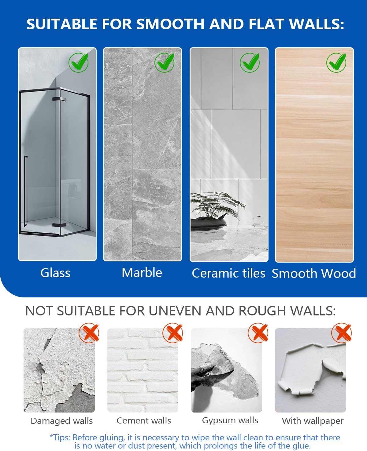 AceMining - Étagère de douche sans perçage, 3 pcs, crochets, rangement compact