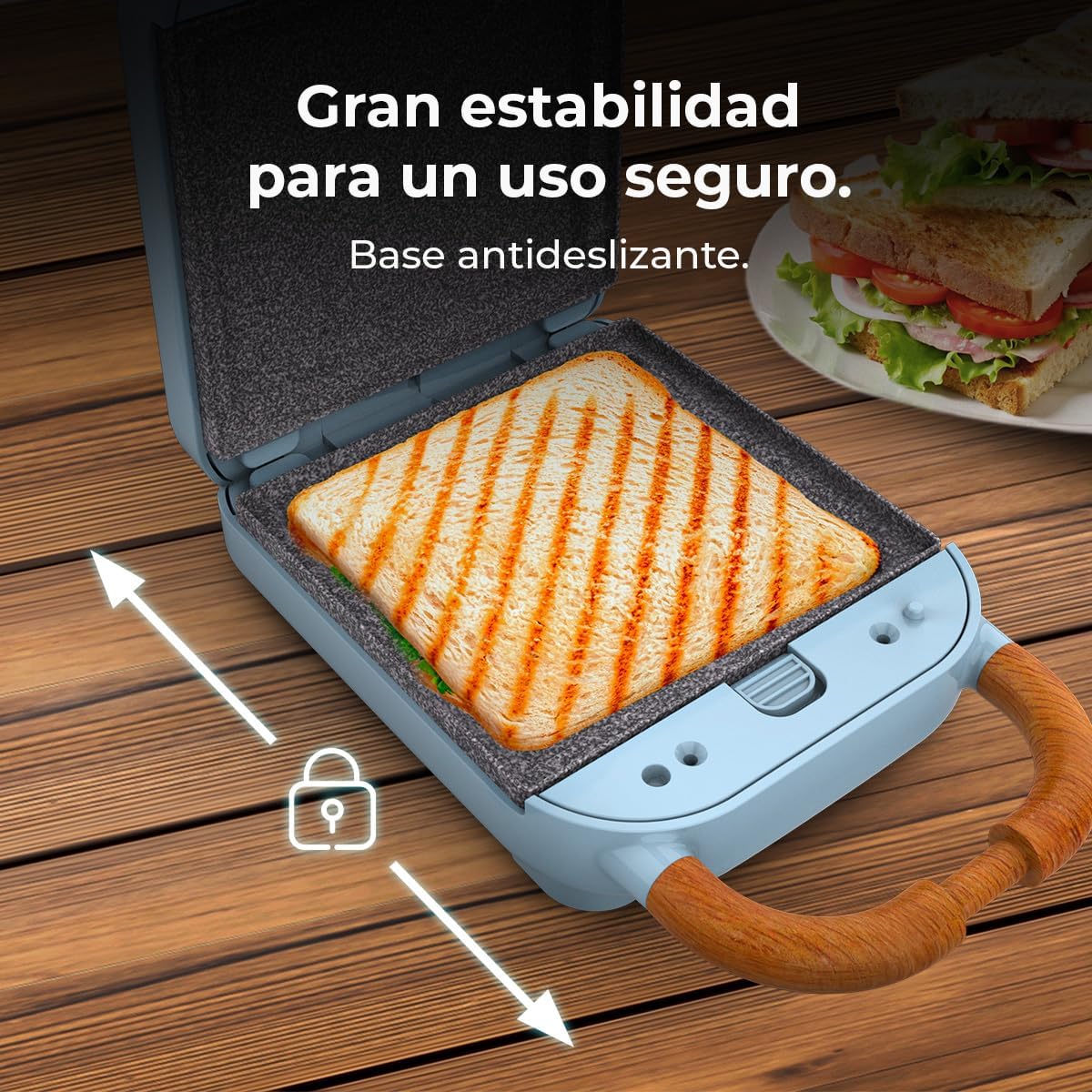 Cecotec - Rock'nToast Retro One - 700W, 3 plaques, revêtement RockStone