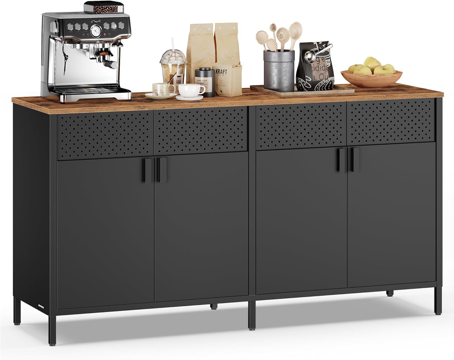 SONGMICS - buffet métal série LSC205BD01 - 40x141x76 cm - 4 portes magnétiques