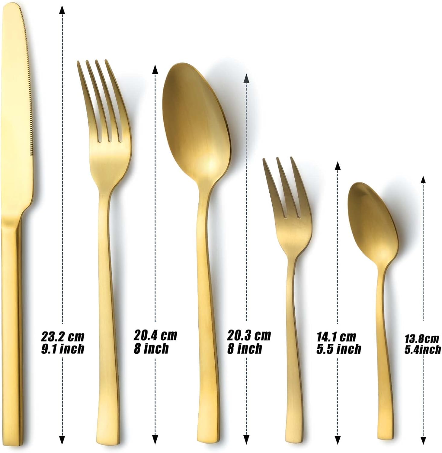 Hunnycook - 60 pièces couverts doré mat - inox - 12 personnes, lavable