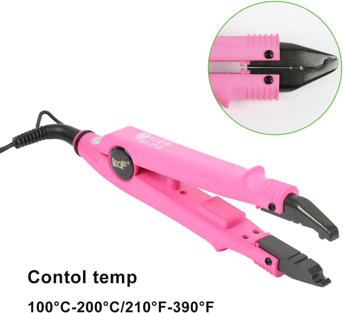 Qliver - Pince professionnelle extension cheveux - Température constante - Rose