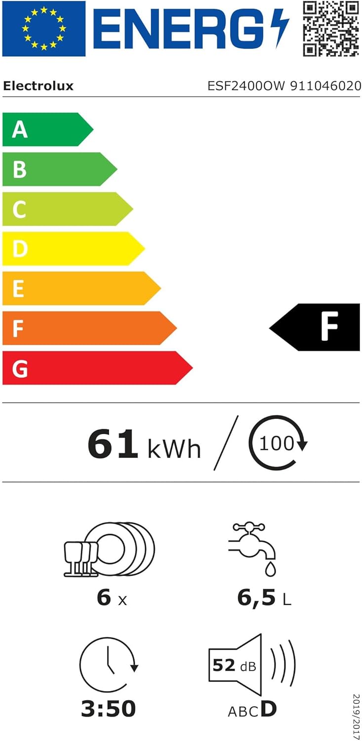 Electrolux - Lave-vaisselle compact, blanc, 6 couverts - ESF2400OW