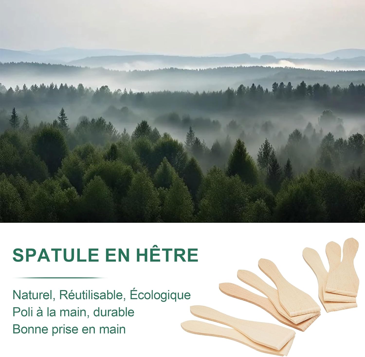 iPow - Lot de 8 poêlons raclettes carrés, revêtement antiadhésif, poignées isolées, 8 grattoirs bois