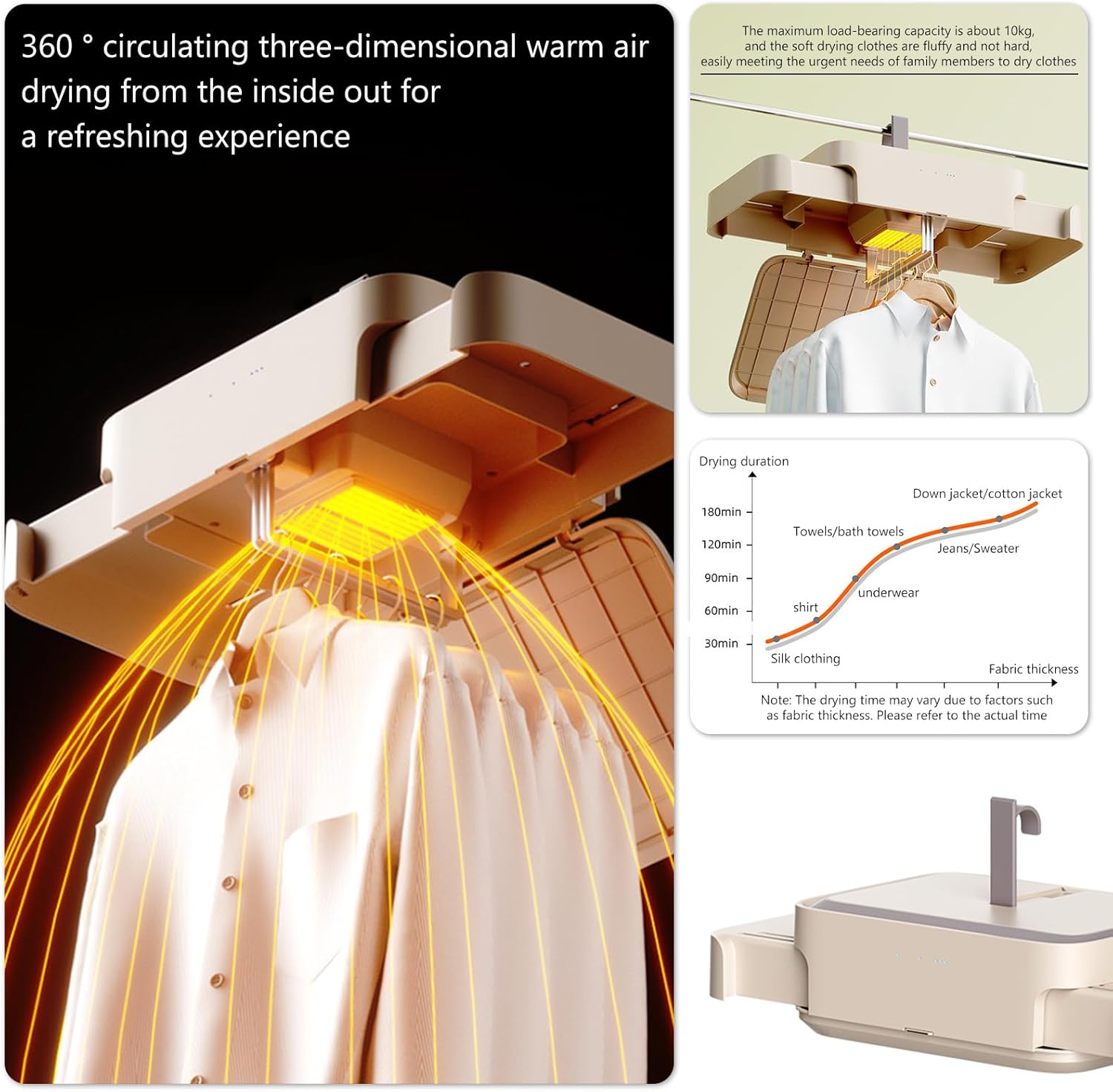 Mini sèche-linge portable extensible, UV, minuterie, compact, voyages