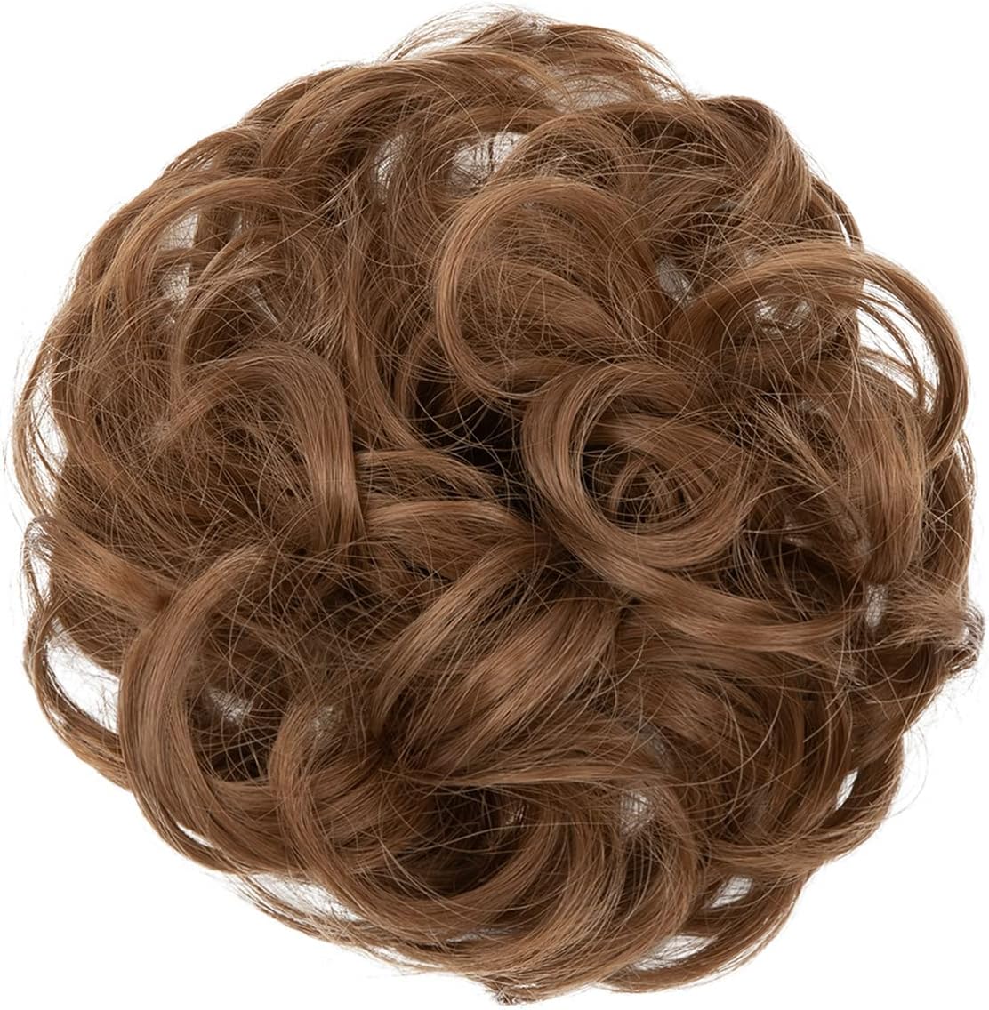 JJstar - Chignon postiche bouclé, élastique, cheveux auburn medium