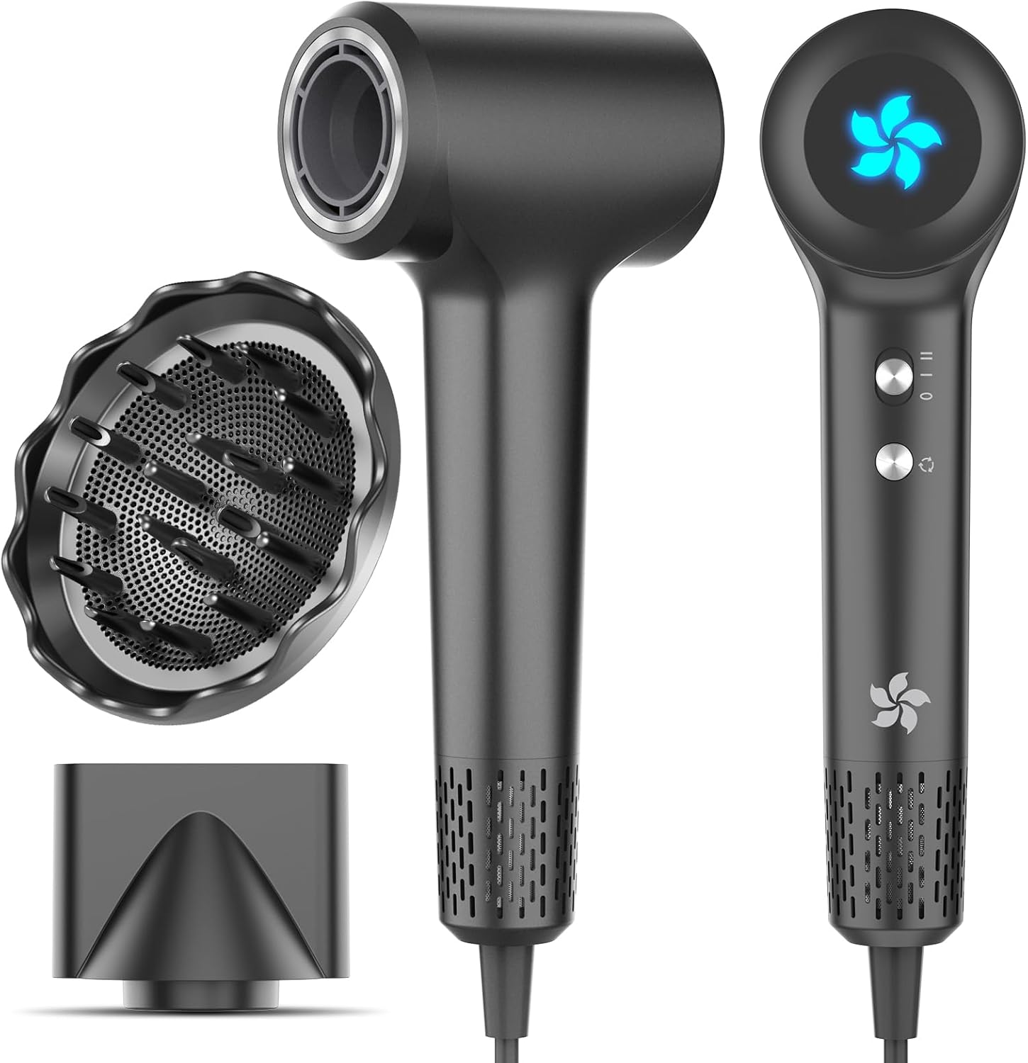 Sèche-cheveux ionique - moteur 110 000 tr/min - 57 dB, diffuseur - séchage rapide, 400M ions plasma