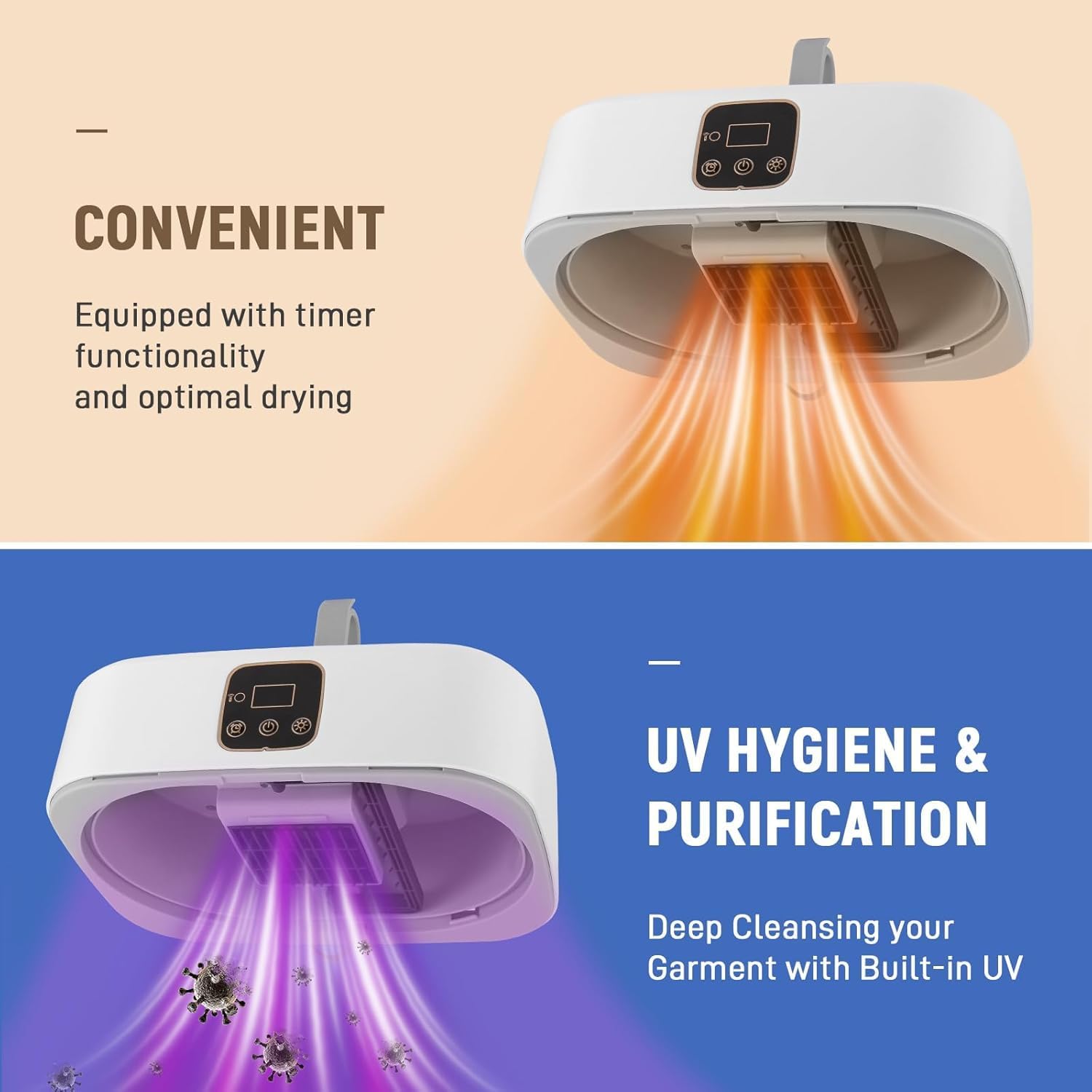 Mini sèche-linge - pompe à chaleur compacte UV, minuterie 1-8h, télécommande