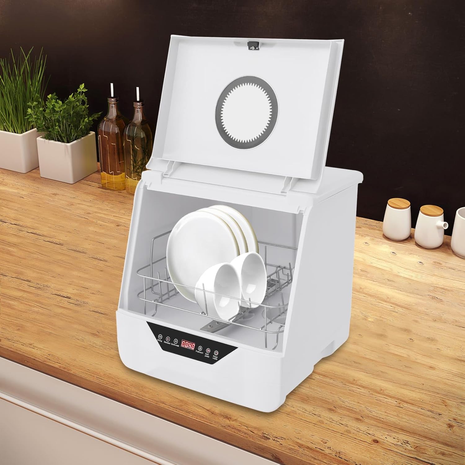 Mini lave-vaisselle compact - 4 programmes - nettoyage 360° - idéal 2-5 personnes