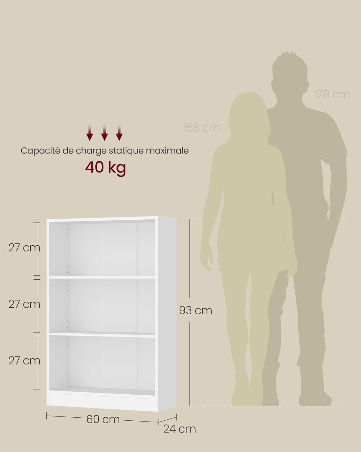 VASAGLE - bibliothèque enfants série LBC105T14 - 60x24x93cm - étagères réglables