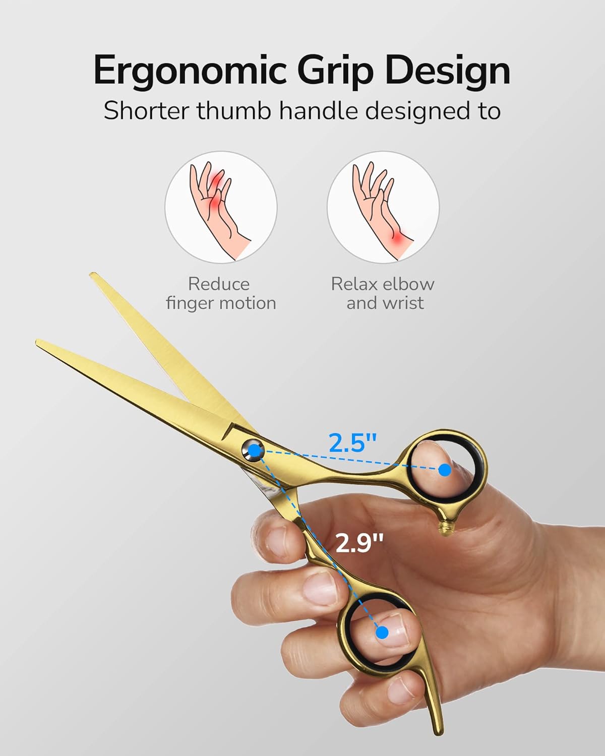 ULG - ciseaux de coiffure - 16,5 cm - lames rasoir inox, repose-doigt doré