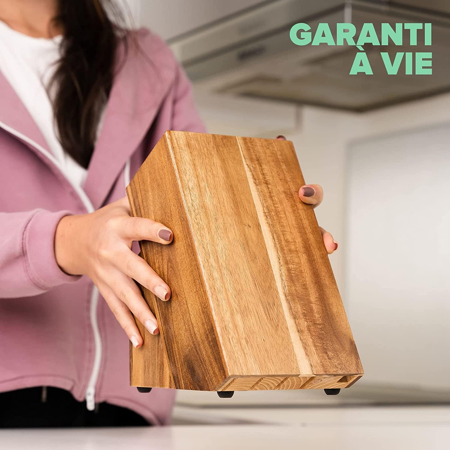 Coninx - Bloc couteaux Acacia - 15 emplacements - pieds antidérapants, rangement universel