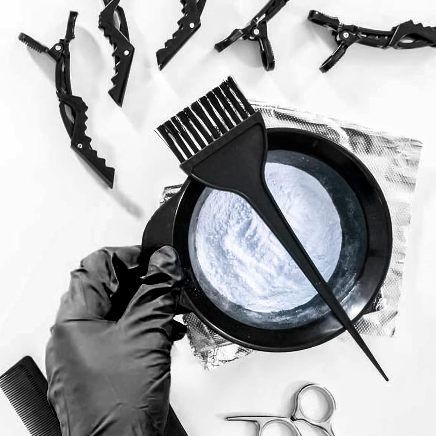 Kit de coloration cheveux - accessoires DIY - 22 pièces - pinceaux, pinces, gants