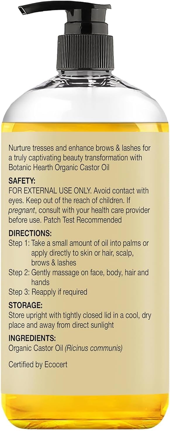 Botanic Hearth - huile de massage, 236ml - ricin bio, détente, tous types de peau