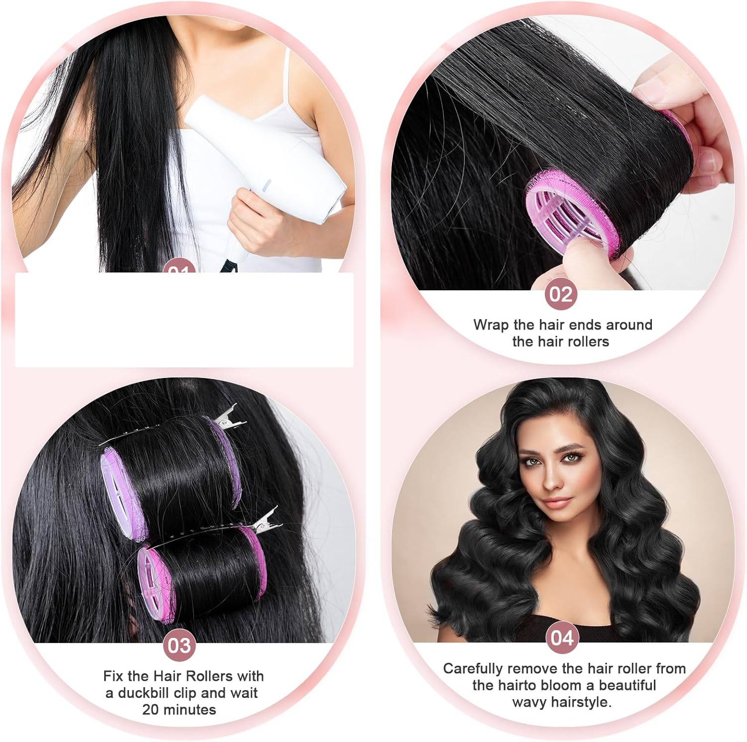 AiQInu - bigoudis magiques série 30 pcs - 18 bigoudis + 12 pinces - idéal cheveux épais et DIY