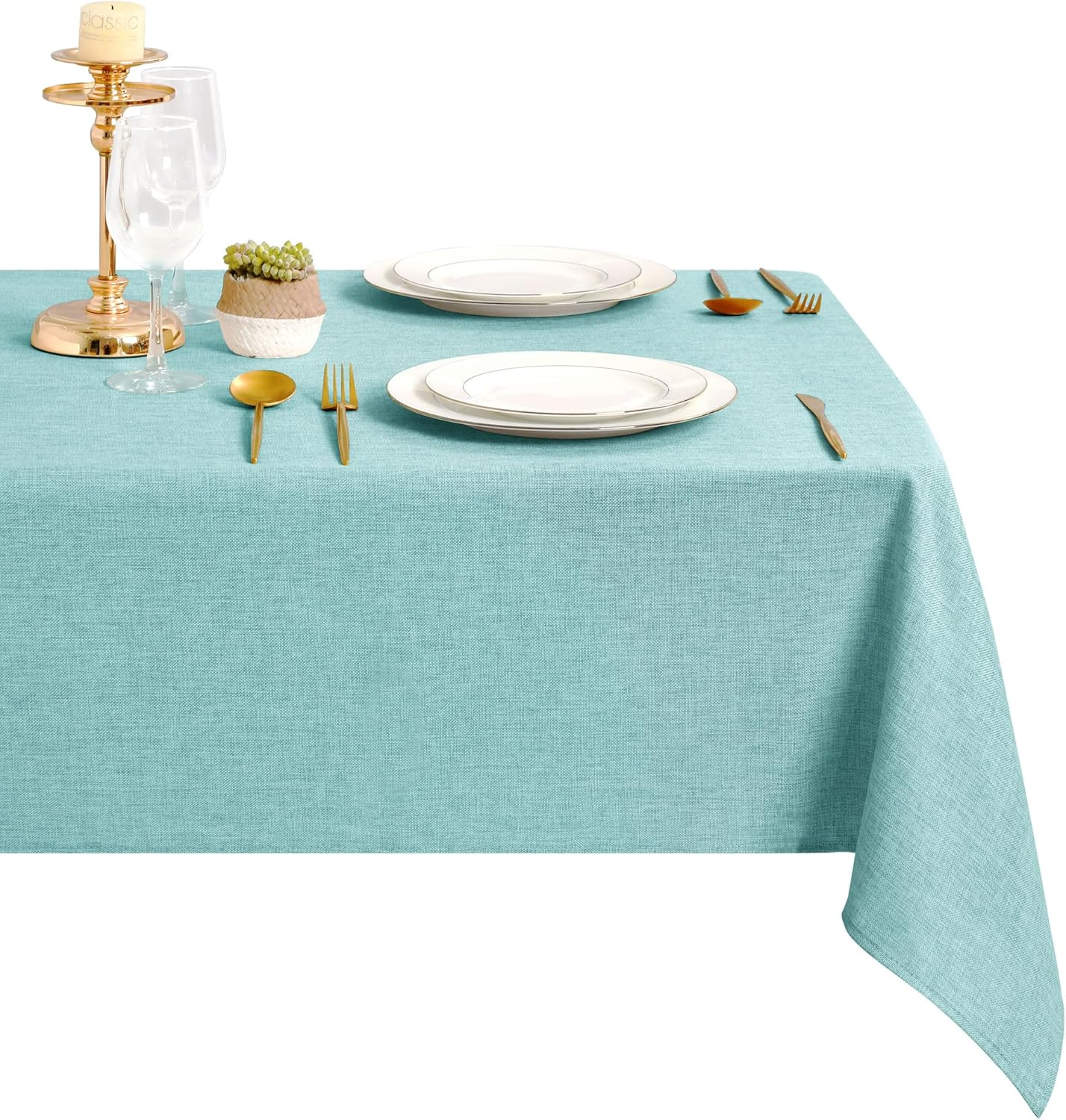 DWCN - nappe aspect lin 110x140cm, lavable imperméable, anti-tache