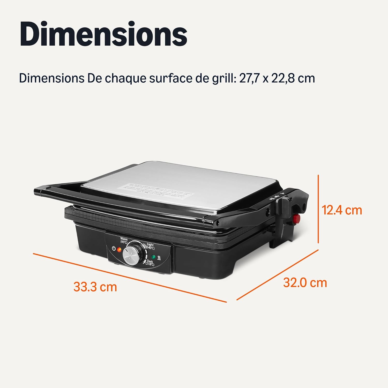 Amazon Basics - Gril électrique 2 000W - plaques antiadhésives, réglage température, noir
