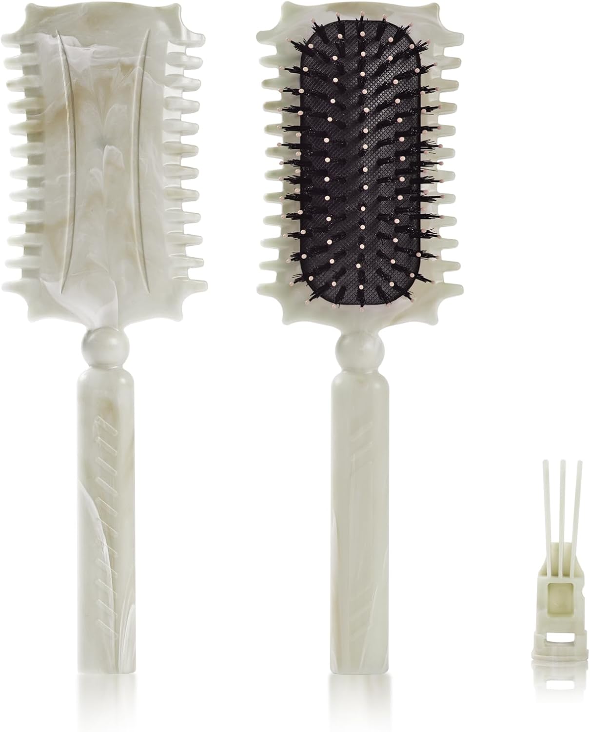 Brosse coiffante - brosse à boucler cheveux - beige - réduit frisottis, fixe boucles, nettoyage à griffes