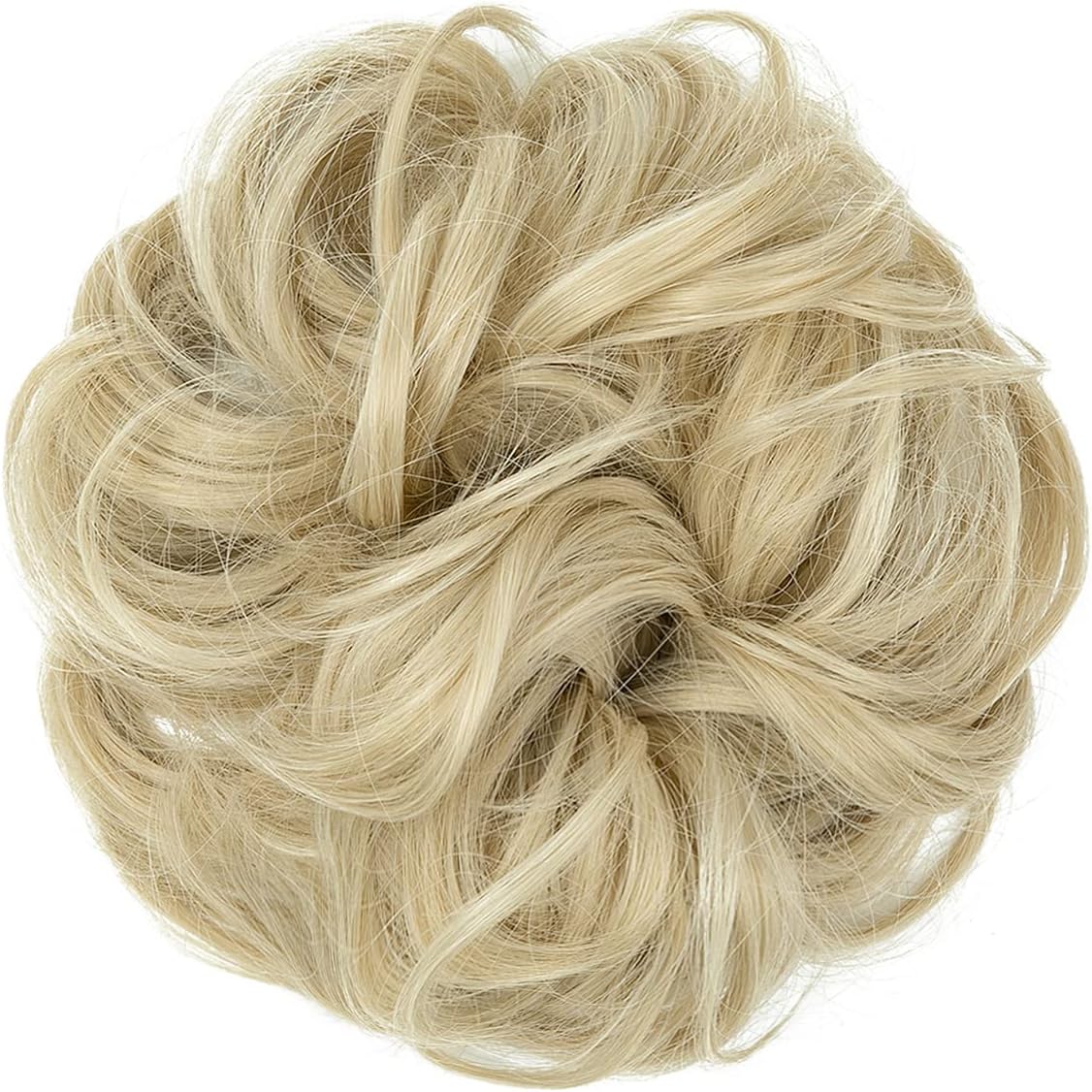 JJstar - Chignon postiche bouclé, élastique, blond cendré pâle