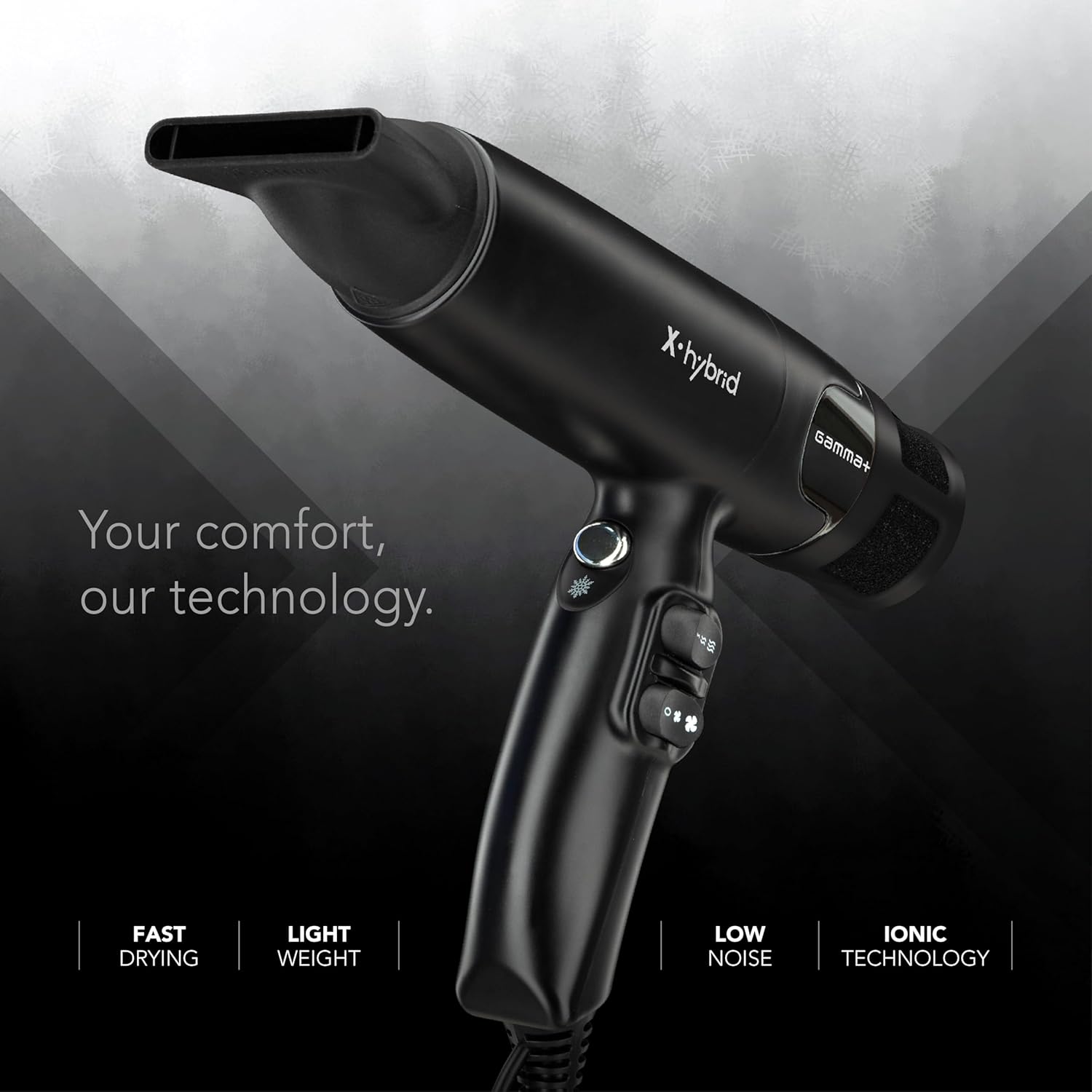 Gamma+ - X-Hybrid - 300g - sèche-cheveux ionique ultraléger, moteur numérique, triple filtre, X-Hybrid
