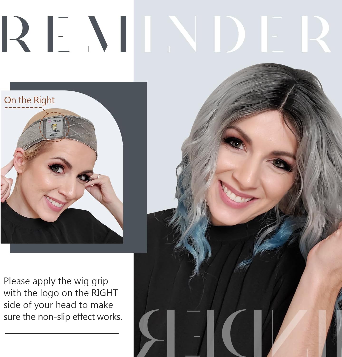 Dreamlover - bandeau perruque antidérapant femme - marron foncé - 2 pièces