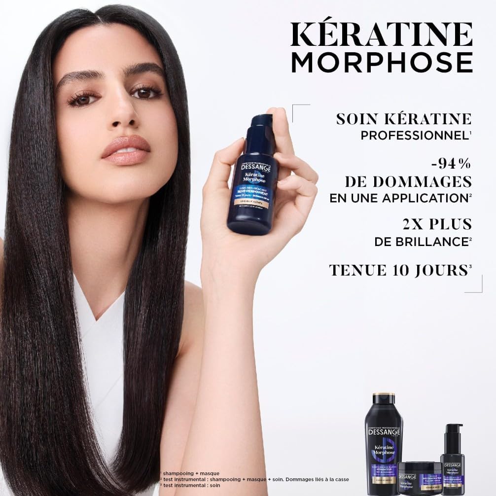 DESSANGE - Soin Kératine Morphose - 50ml - Cheveux abîmés, sans rinçage, effet resurfaçant