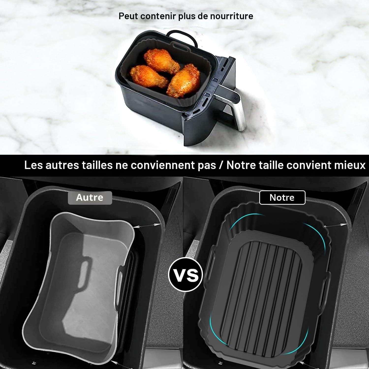 Moule silicone Airfryer - compatible 7,6L à 9,5L - réutilisable et antiadhésif - AF300EU AF400EU AF200EU