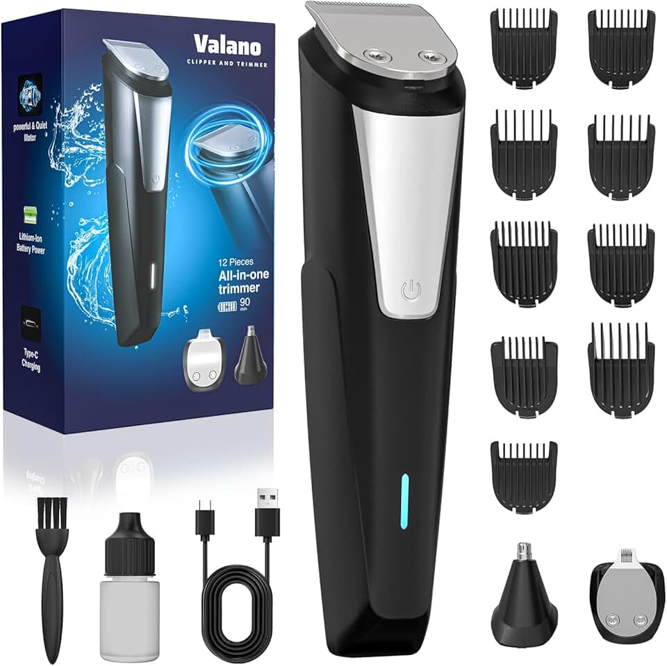 Valano - Tondeuse 3 en 1, 1-16mm, USB, 9 accessoires, barbe et nez