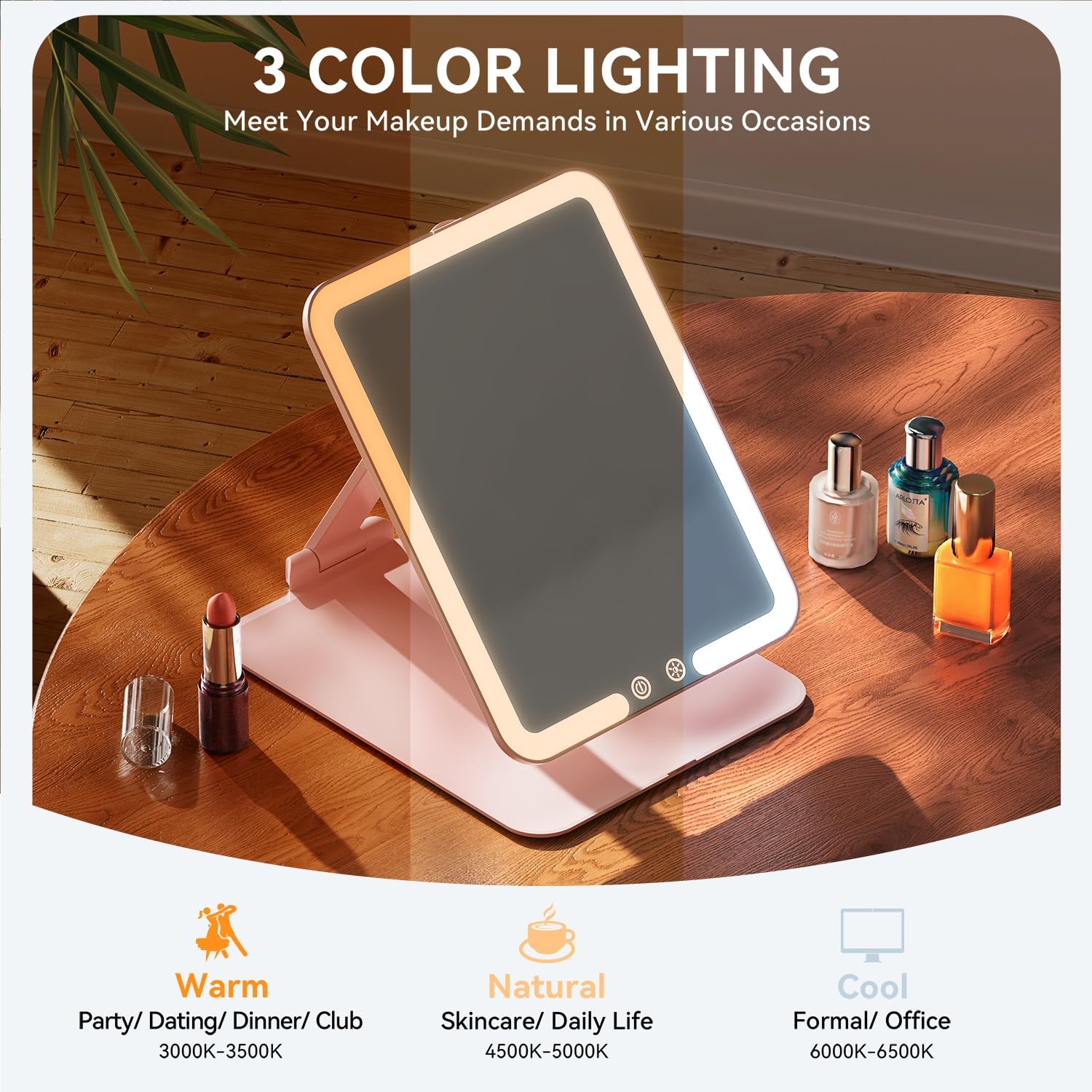 Auxmir - miroir maquillage LED 72 lampes, tactile, USB, HD, voyage