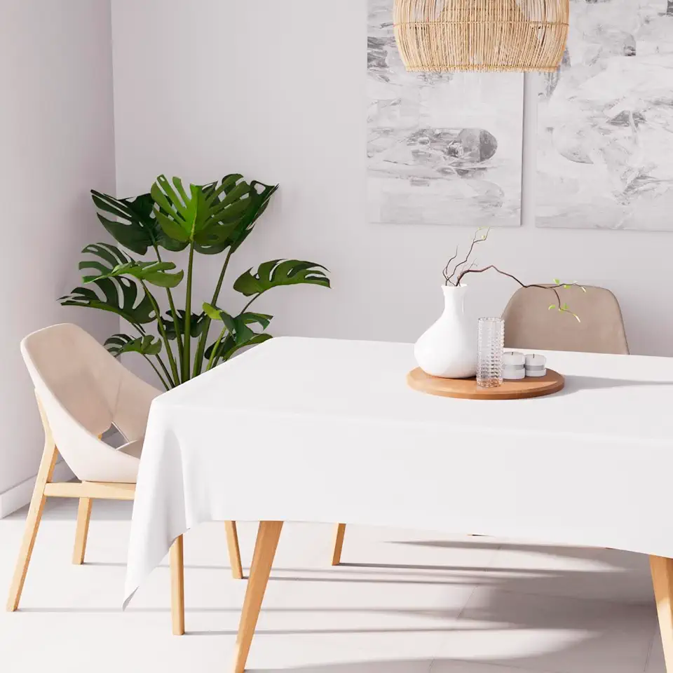 Soleil d'Ocre - Nappe Rectangle Blanc 140x240 cm - polyester anti-tâches