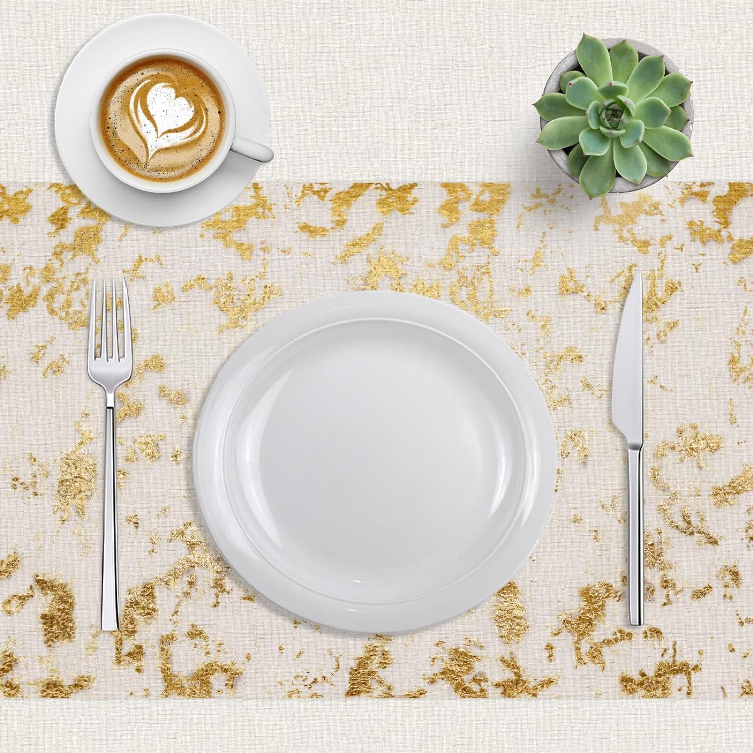 Chemin de table filet - polyester doré - 28x1000cm - Feuille d'or, déco fête