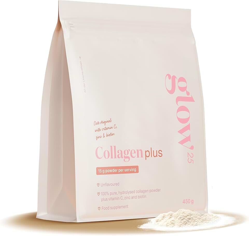 Glow25 - Collagène Plus 450g - peptides type 1 et 3, vitamine C, zinc