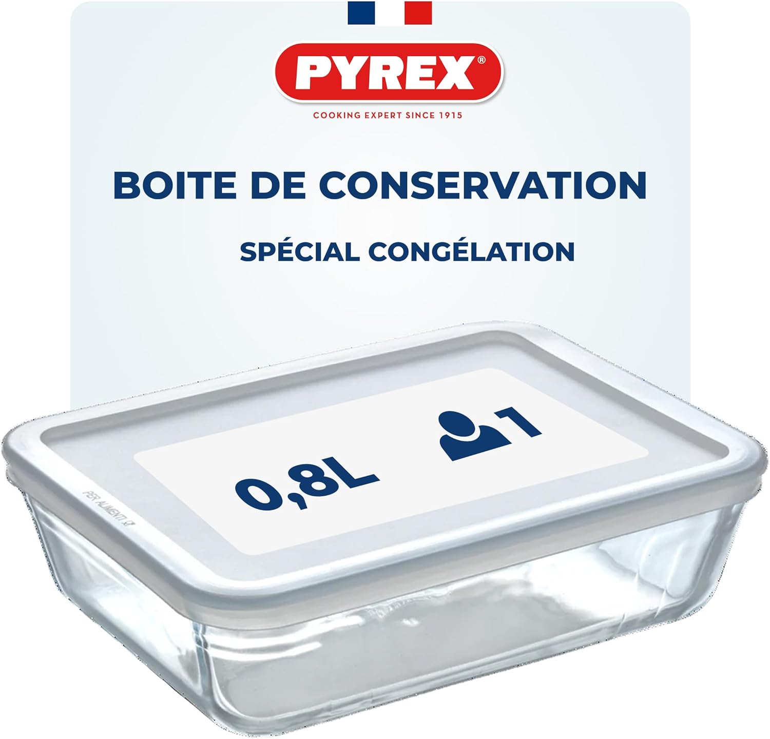 Pyrex - Spécial Congélateur Rectangulaire 19x14 cm - Verre borosilicate résistant et sans BPA