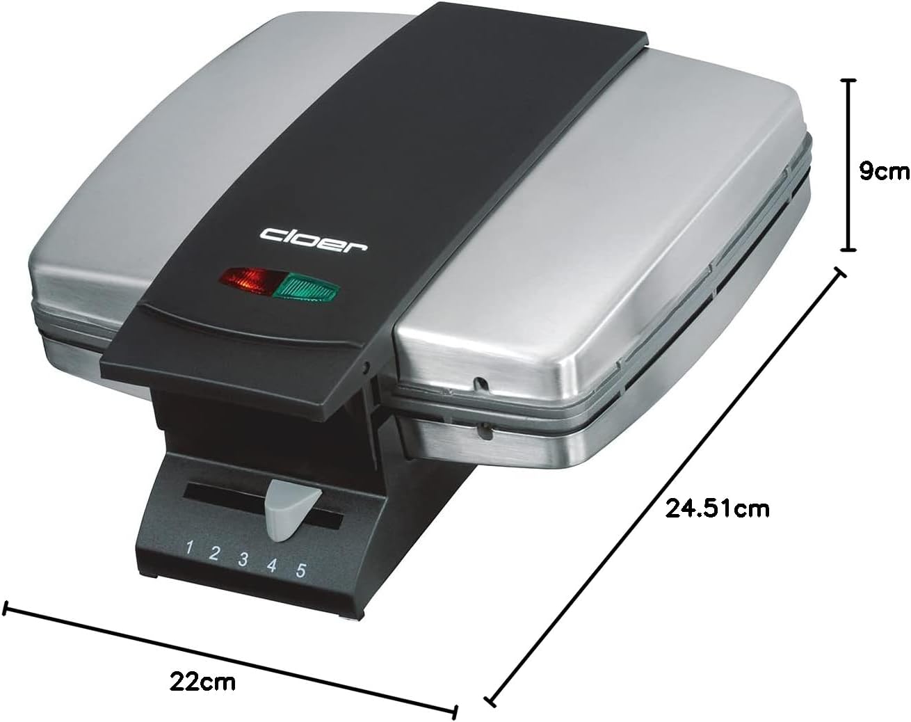 Cloer - Gaufrier 1431 - inox, 930W, 9 gaufres, revêtement antiadhésif