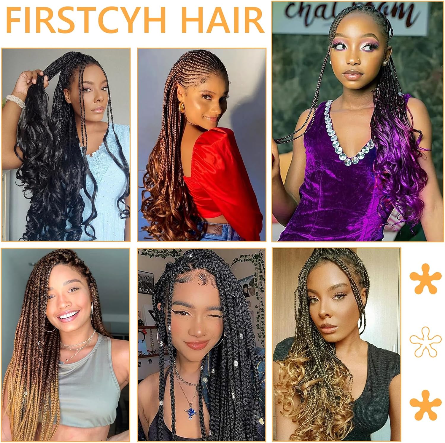 French Curl Braids - tresses afro bouclées 41cm, 8 paquets, 1B/Purple