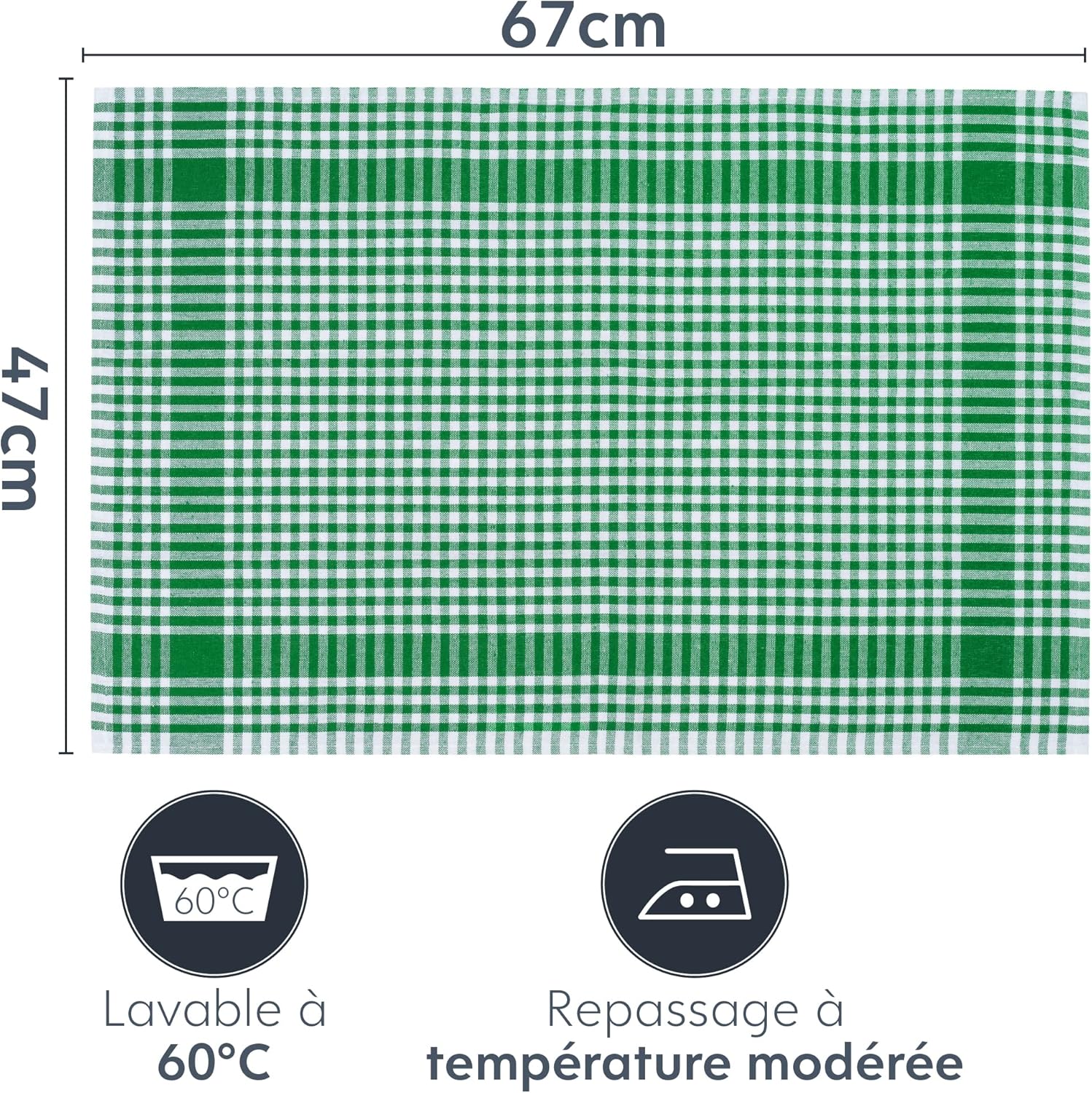 Twinzee - Set de torchons Oeko Tex - 67x47cm - coton 180GSM, multicolore