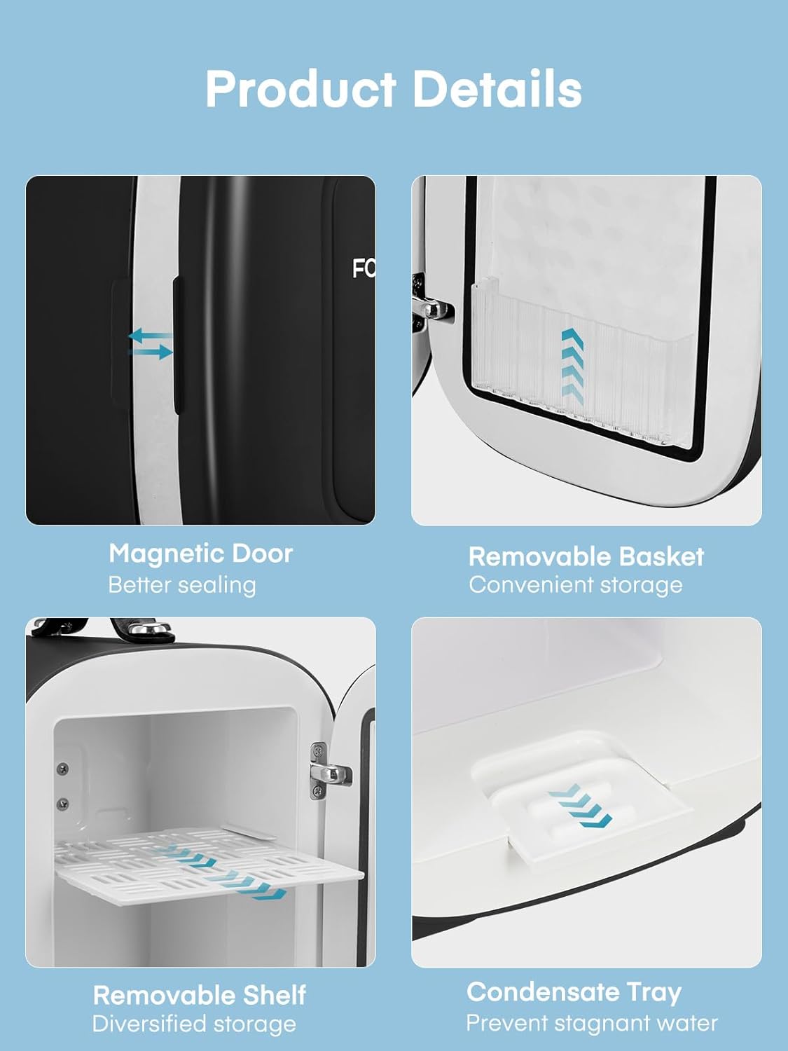 Mini frigo chambre 5L, USB/AC/DC, 6 canettes, portable, silencieux