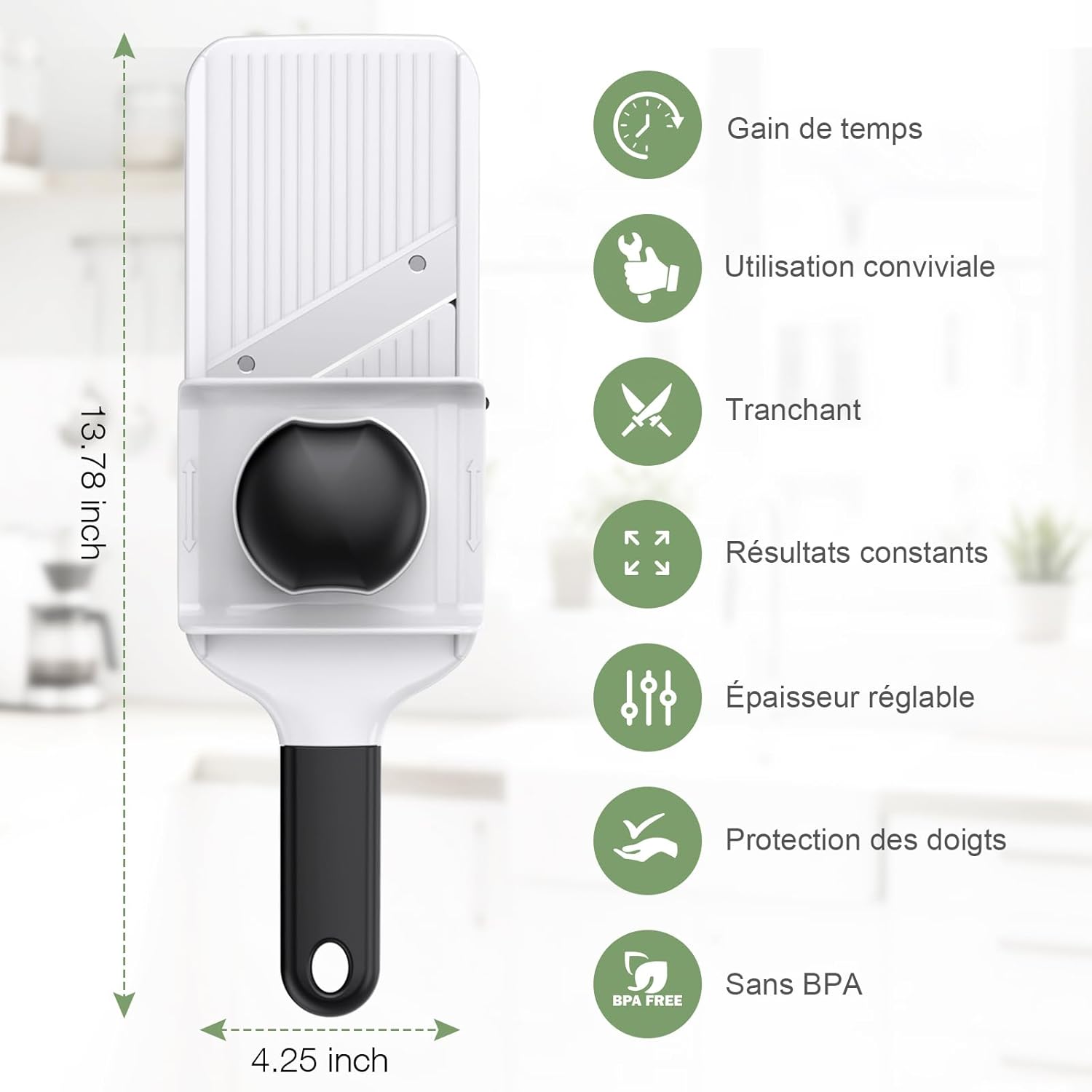 Ibergrif - mandoline M526 - réglable 1–4 mm, sécurité, nettoyage facile