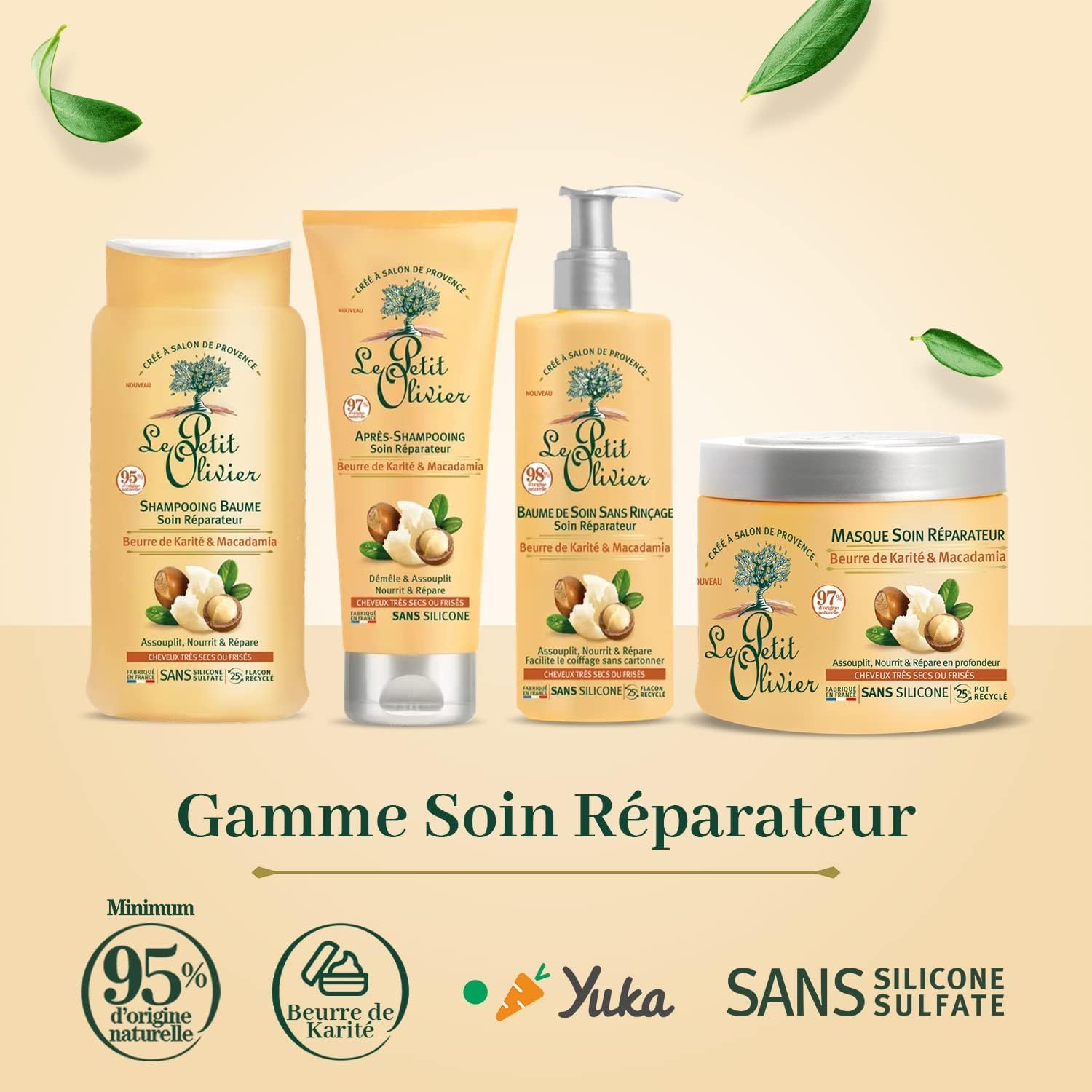 Le Petit Olivier - Shampooing baume réparateur 250ml - karité macadamia - cheveux très secs sans silicone